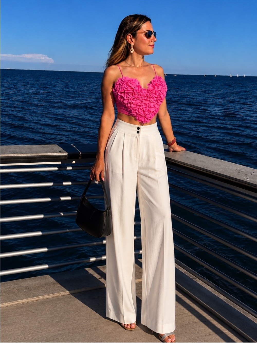 ZARA VOLUMINOUS HEART CROP TOP